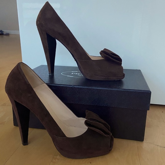Prada Brown Suede Shoes size 40 - Picture 3 of 14